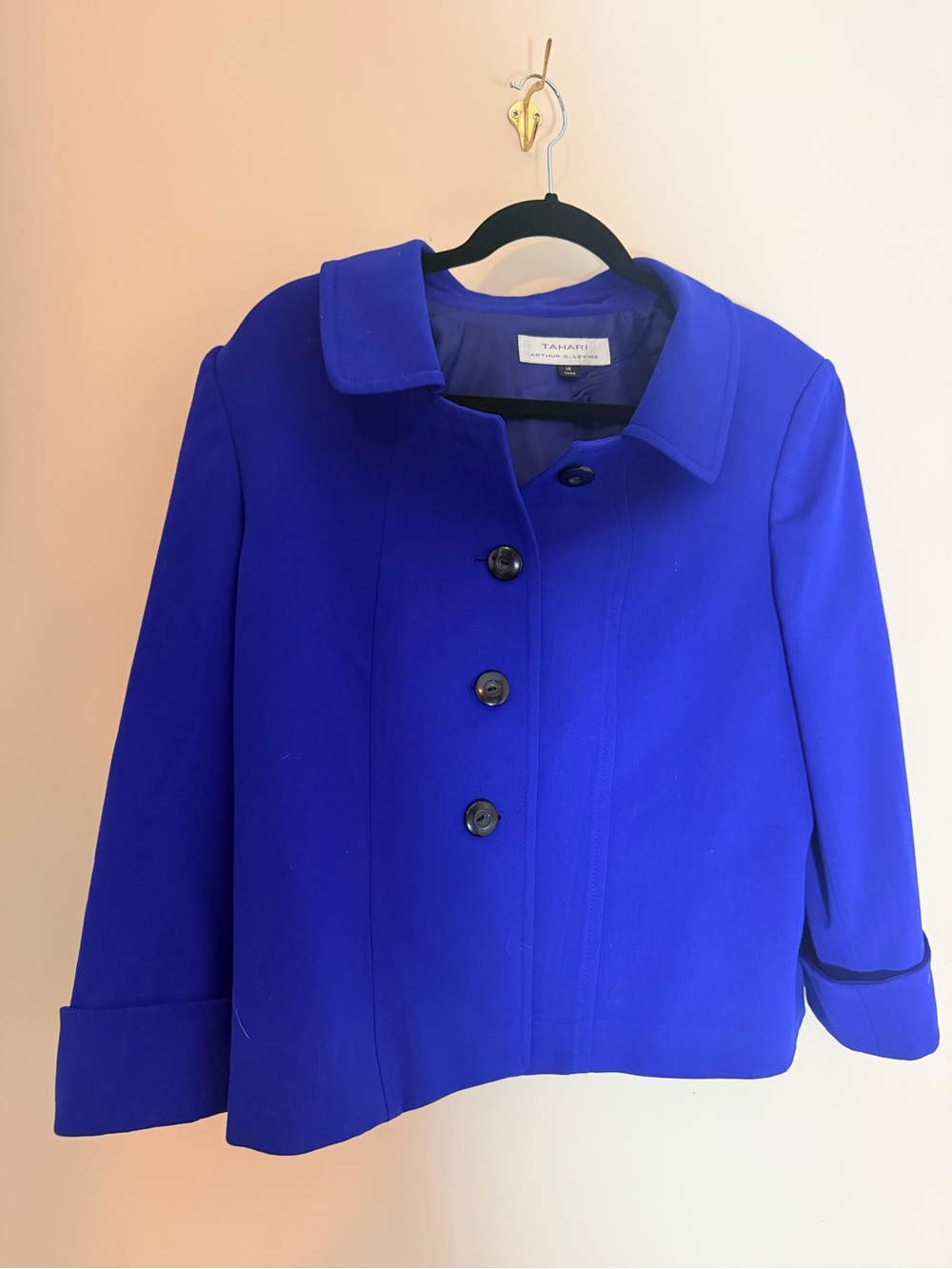 Tahari Cobalt Blue Cropped Pea Coat
